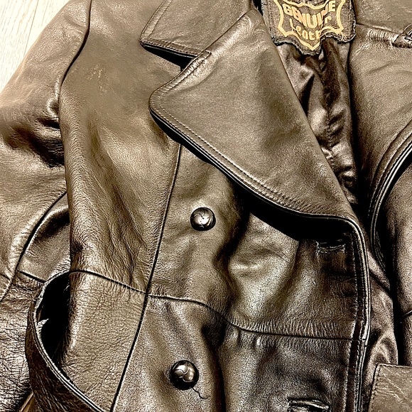 VINTAGE Real Leather Trench Coat - Picture 5 of 5